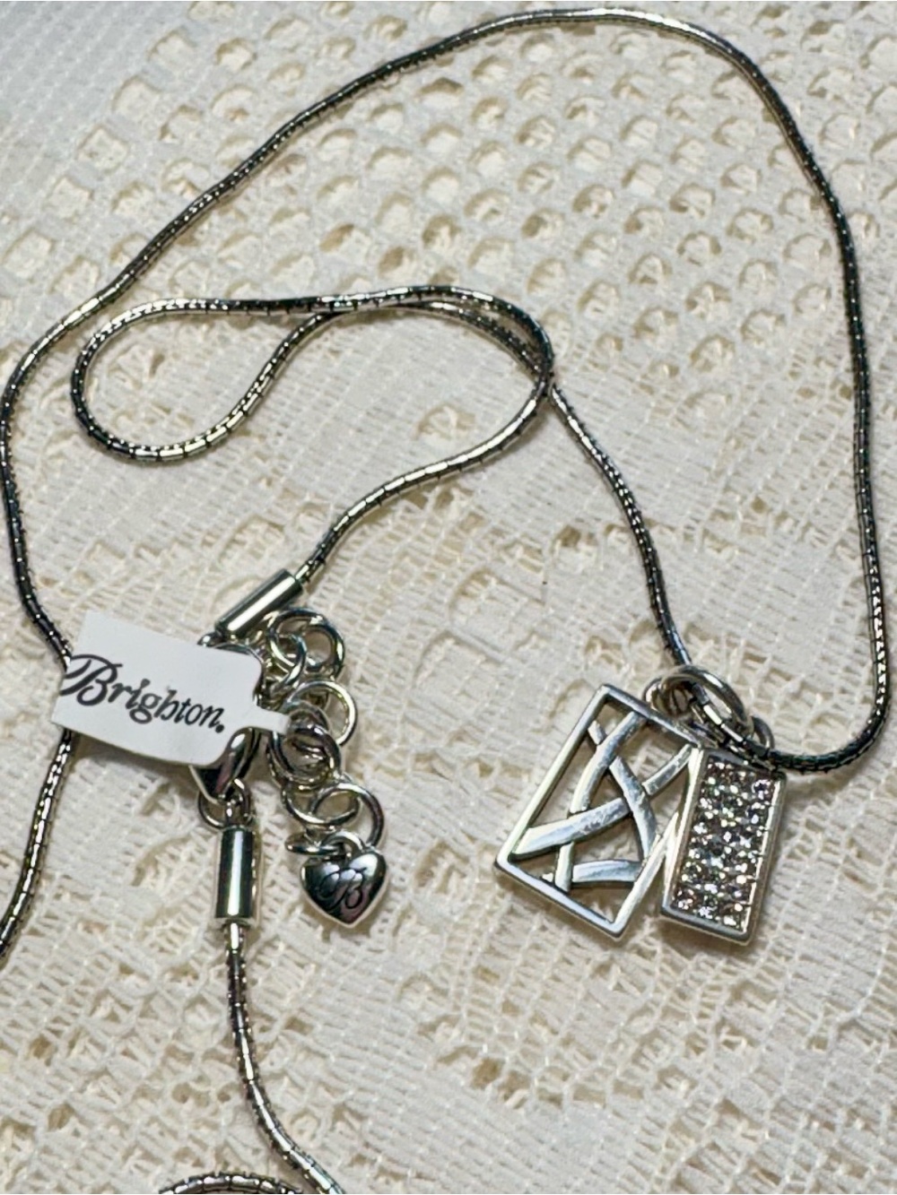 Brighton Silver Tone Crystal Pendant Necklace - Silver